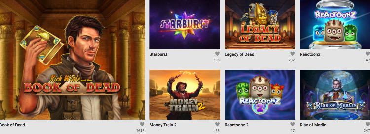 Unibet Spieleangebot