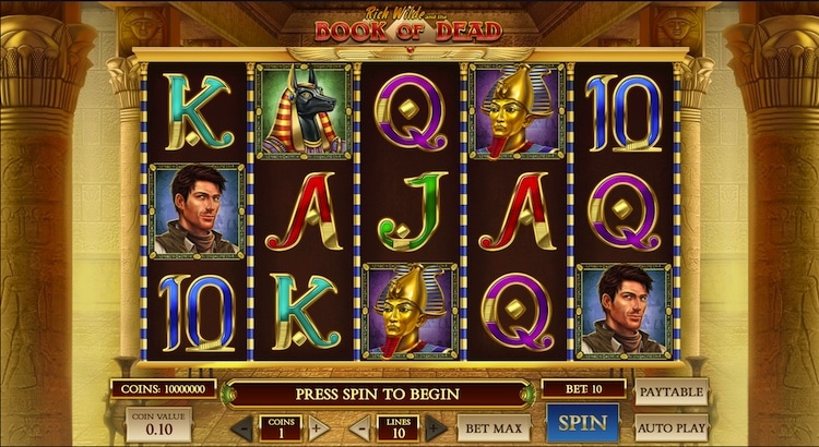 Book of Dead Slot Startbildschirm