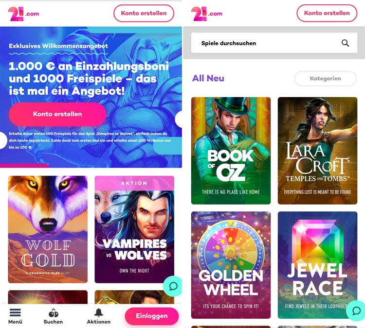 21.com Casino App