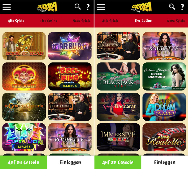 Casoola Casino App: Dank Web-App problemlos unterwegs nutzbar