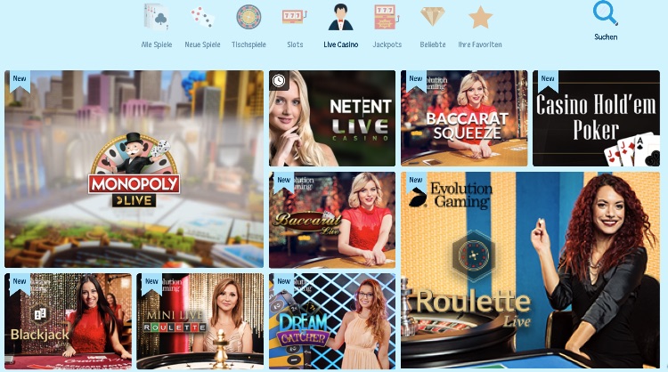 Evolution Gaming, NetEnt und Betgame stellen das CrazePlay Live Casino zur Verfügung.