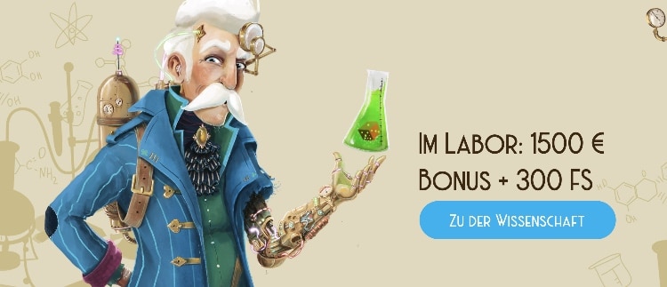 Der Willkommensbonus im Casino Lab beträgt 1.500€ + 300 Freispiele