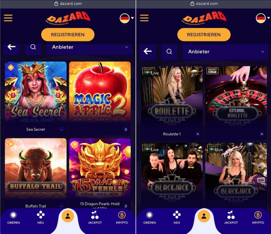 Dazard Casino App
