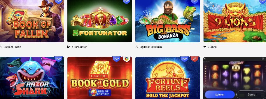 Slottica Casino Spieleangebot