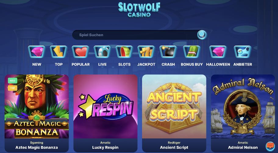 SlotsWolf Casino Spieleangebot