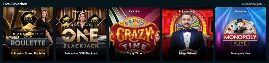 Bull Casino Live Spiele