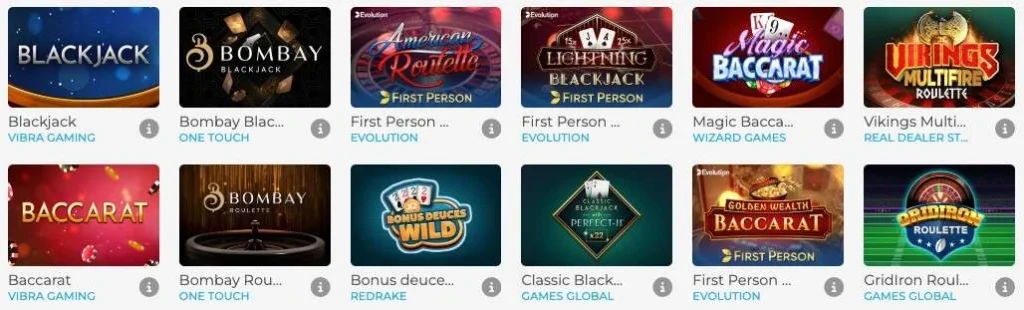 Wolfy Casino Tischspiele