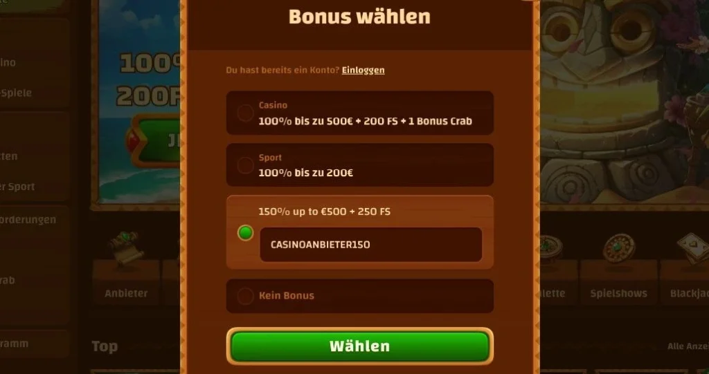 TikiCasino exklusiver Bonus